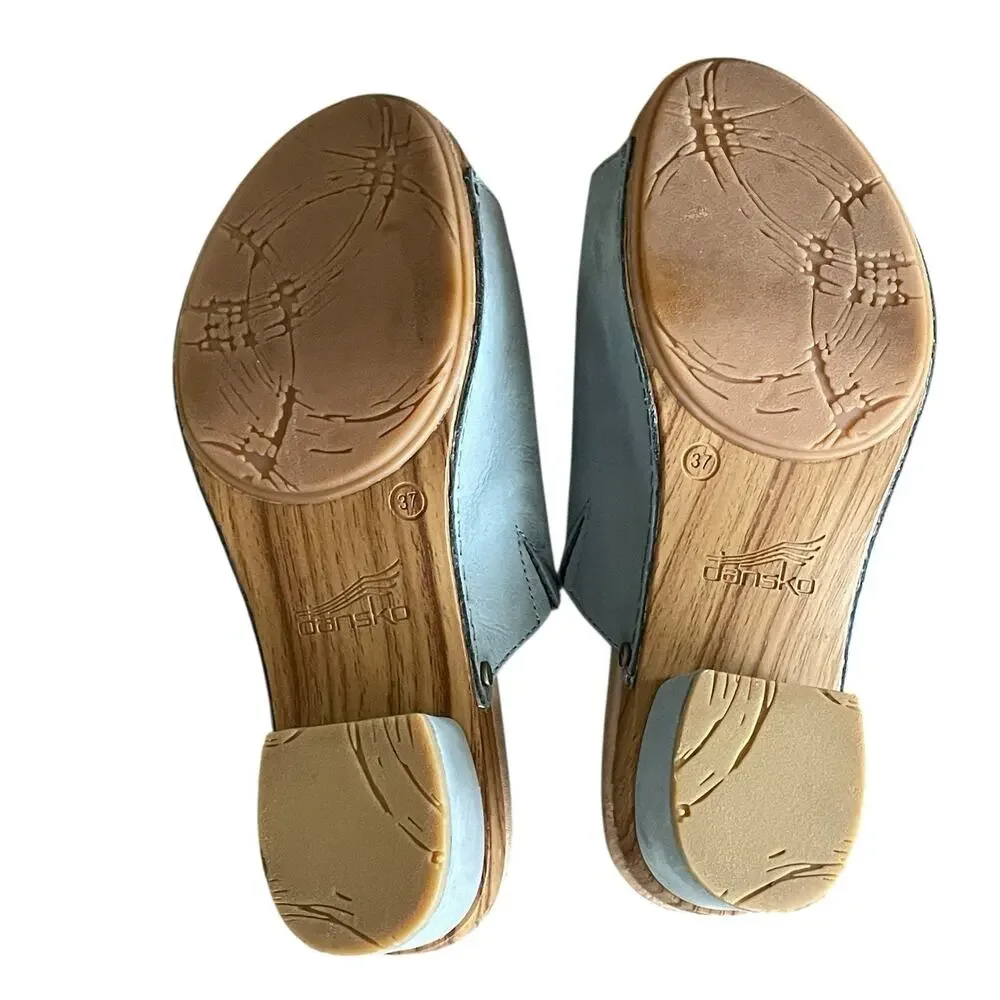 DANSKO Maci Women's Size 37/US 7 Light Blue Suede Leather Open Toe Mule Slides - Picture 7 of 9